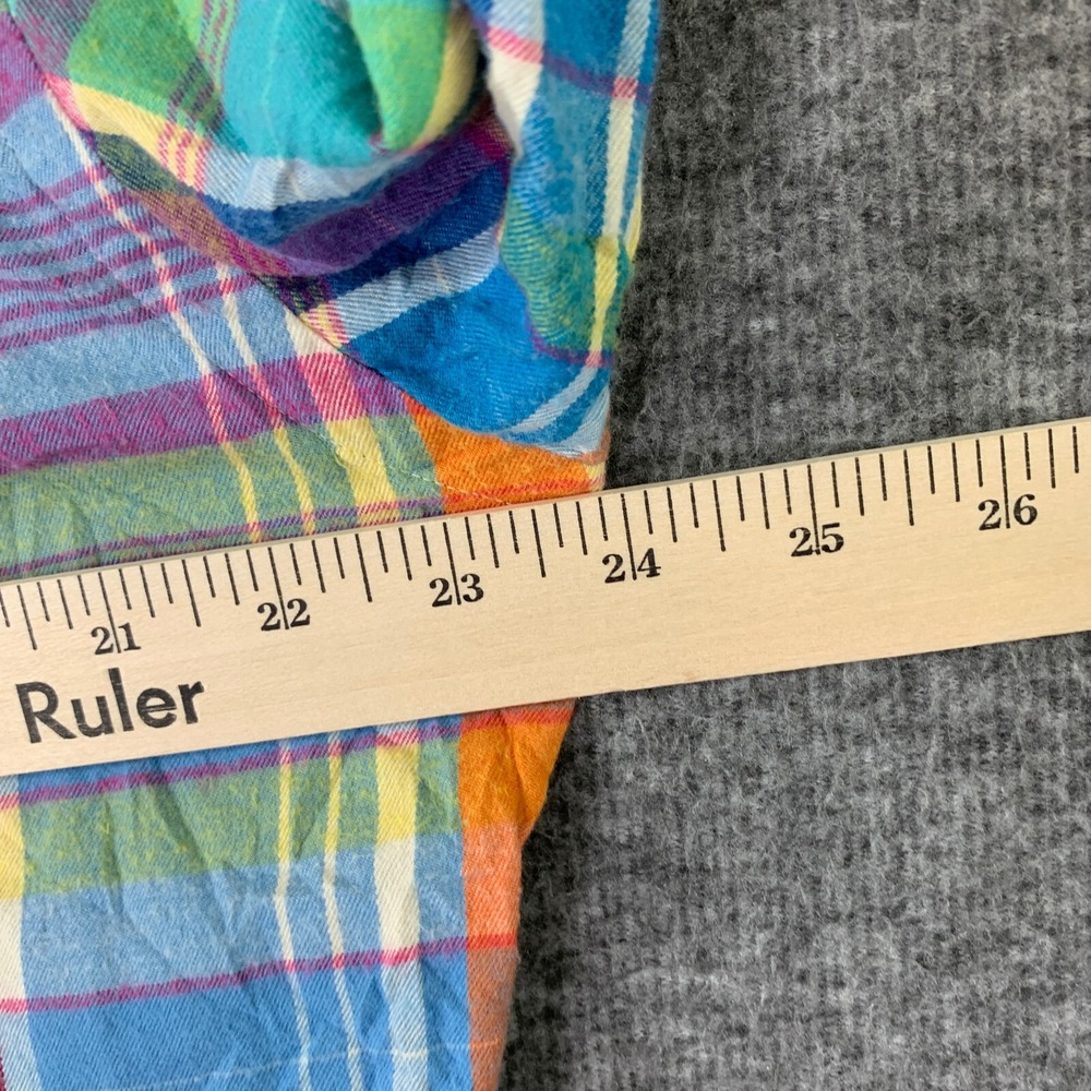 VTG Polo Ralph Lauren Colorblock Shirt Men Large Trim Military Plaid 90s Epaulet - Picture 7 of 8